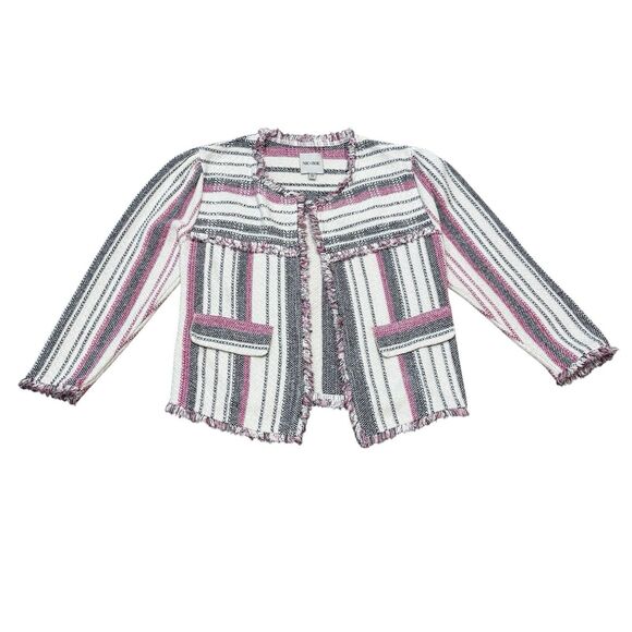 NIC+ZOE Jackets & Blazers - Nic And Zoe Dashing Days Striped Fringe Jacket Size PP Petite (0P)